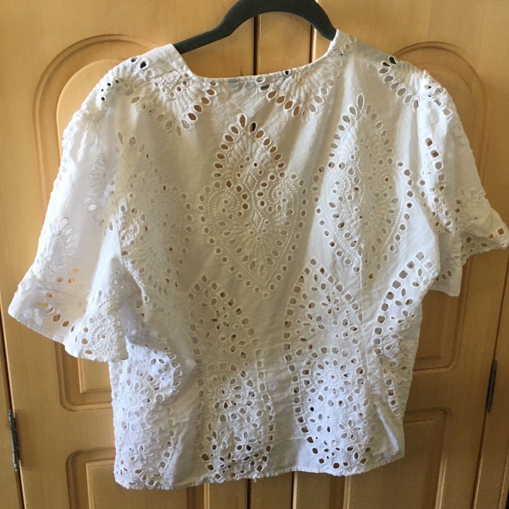 Zara White Eyelet Blouse | Size XL - Picture 5 of 9